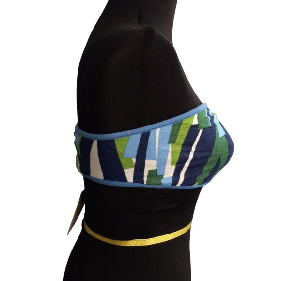 Free People M Medium Bra Top Blue Geo C Strapless Bandeau Womens Clothing NEW - Picture 4 of 8